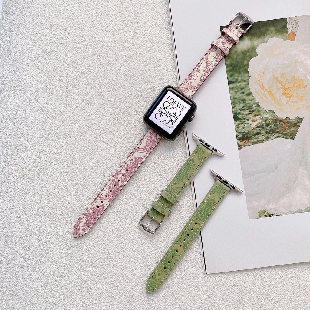 Dây Đeo Bằng Da Mỏng 45Mm 41Mm Cho Đồng Hồ Thông Minh 7 SE I-watch Series 6 5 4