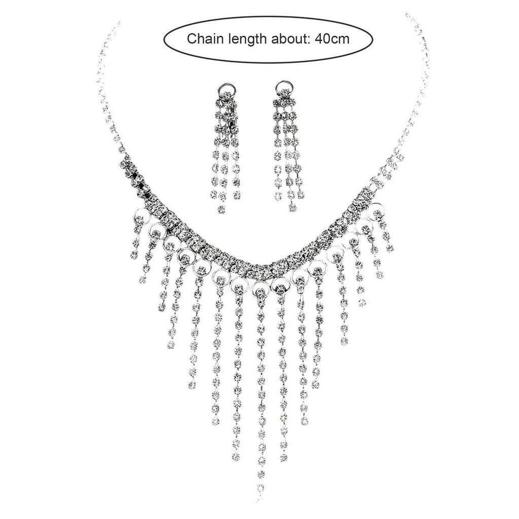 1 Set Vòng cổ Và Bông Tai Đính Đá Hình Giọt Nước