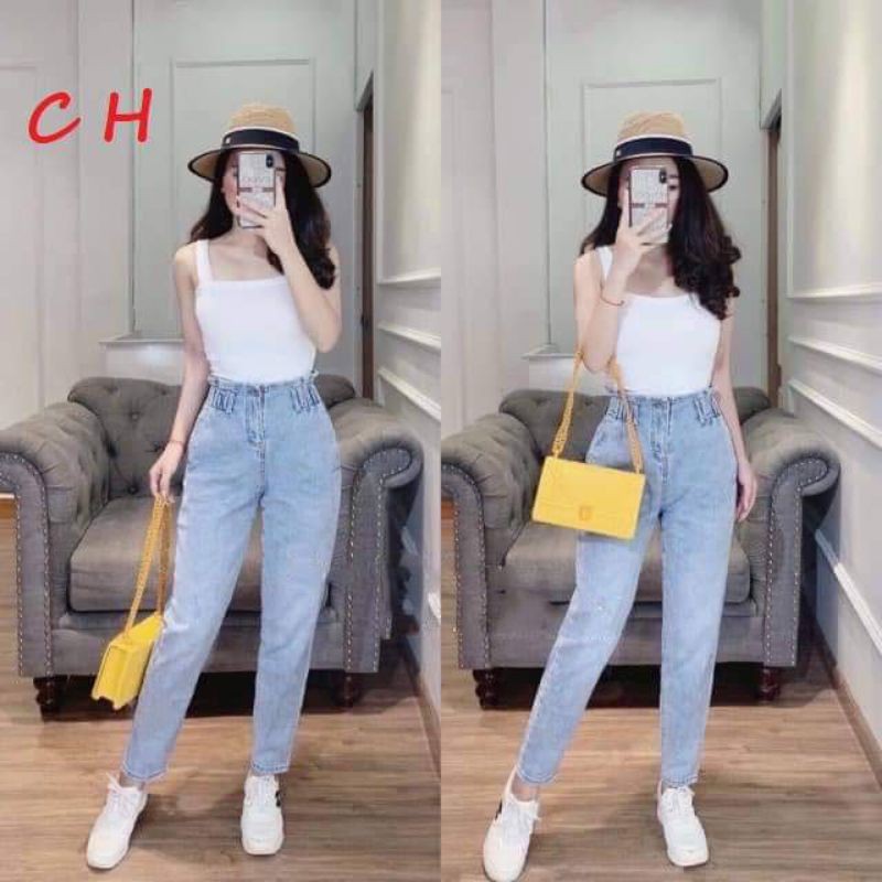 quần jeans nữ thiết kế đơn giản-quần bò  baggy cạp cao dáng suông ,ống vừa, giá học sinh hàng đổ shop ảnh thật sản phẩm | BigBuy360 - bigbuy360.vn