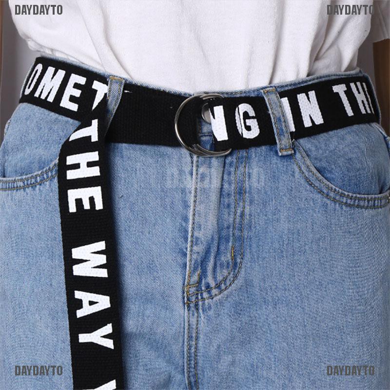 Thắt Lưng Vải Canvas Phối Vòng Chữ D Đôi Phong Cách Harajuku Thời Trang Cho Nam Và Nữ