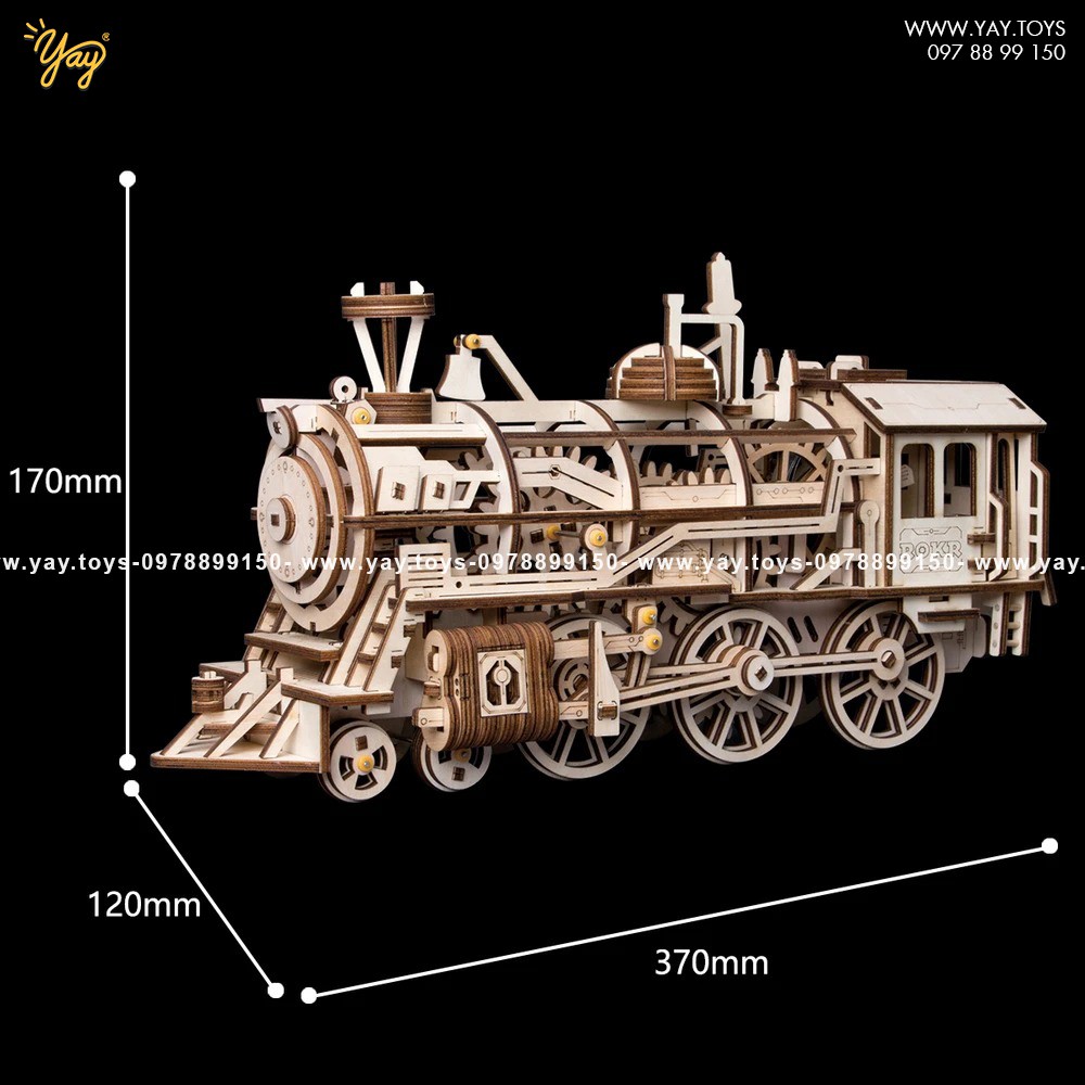 [BẢN XUẤT KHẨU TIẾNG ANH] Mô hình lắp ráp gỗ CHUYỂN ĐỘNG 3D - Đầu Máy Xe Lửa LK701 - Robotime (Bản Tiếng Anh Xuất Khẩu)