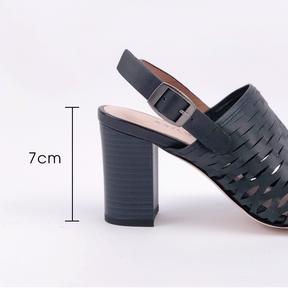 Sandal VNXK quai da thật gót trụ 7cm, dép xăng đan da bò Ý - Kimy Store