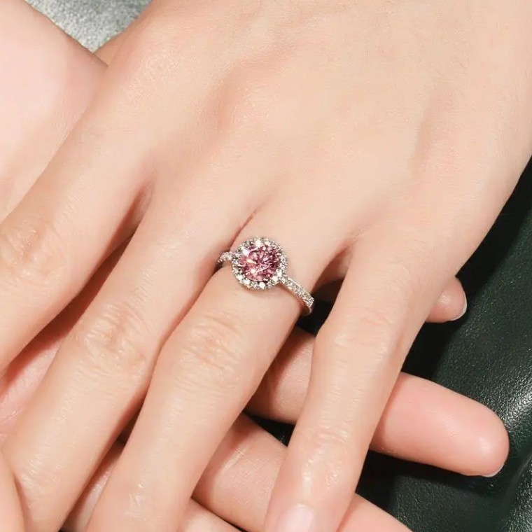 Set 1 Nhẫn Bạc S925 Đính Đá Quý Tự Nhiên Màu Hồng