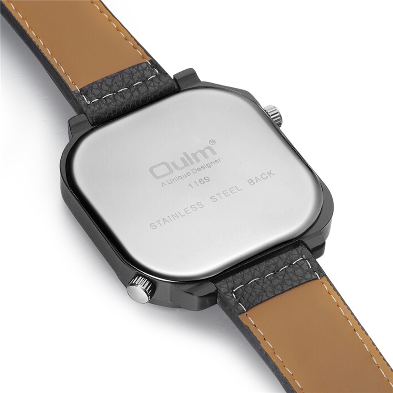 Đồng Hồ Đeo Tay Oulm Dây Da Phong Cách Quân Đội Thời Trang Cho Nam