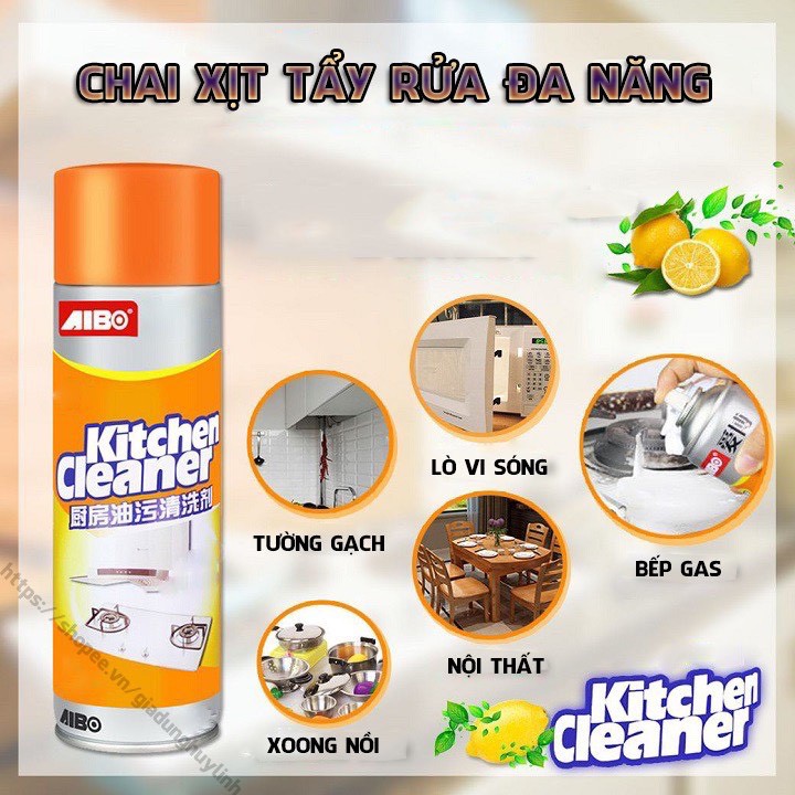 Bình Xịt Tẩy Bếp, Xịt Bọt Tuyết Đa Năng, Tẩy Dầu Mỡ, Tẩy Vết Bẩn ❤️Free Ship❤️ Kitchen Cleaner