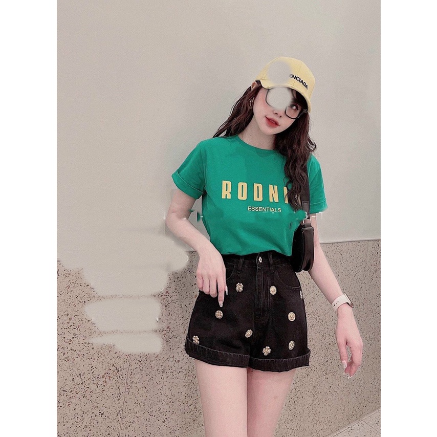 QUẦN JEANS NGỐ SHORT LỬNG NỮ LƯNG CAO LAI CUỐN THÊU BÔNG HOA TRÒN MÀU ĐEN LAI CUỐN MÁT MẺ DÀY DẶN HOT HIT HADI