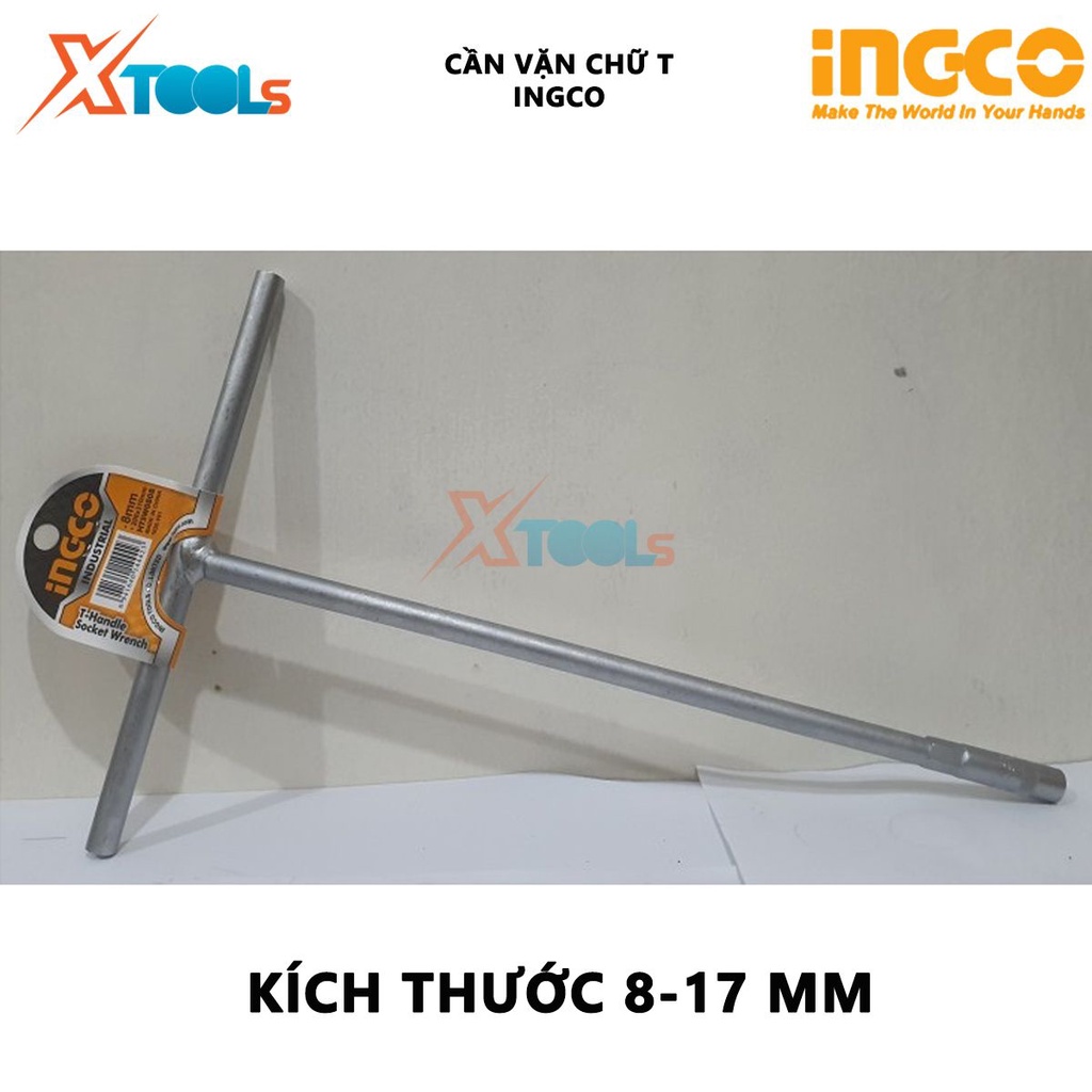 Cần vặn chữ T INGCO Tay vặn chữ T Chất liệu CR-V, chiều dài 200x310mm, tay cầm mạ crom cần xiết chữ T, dụng cụ sửa xe, s