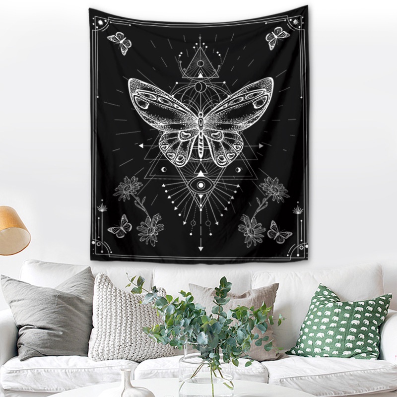 Thảm Treo Tường Trang Trí Hình Bướm Phong Cách Bohemian
