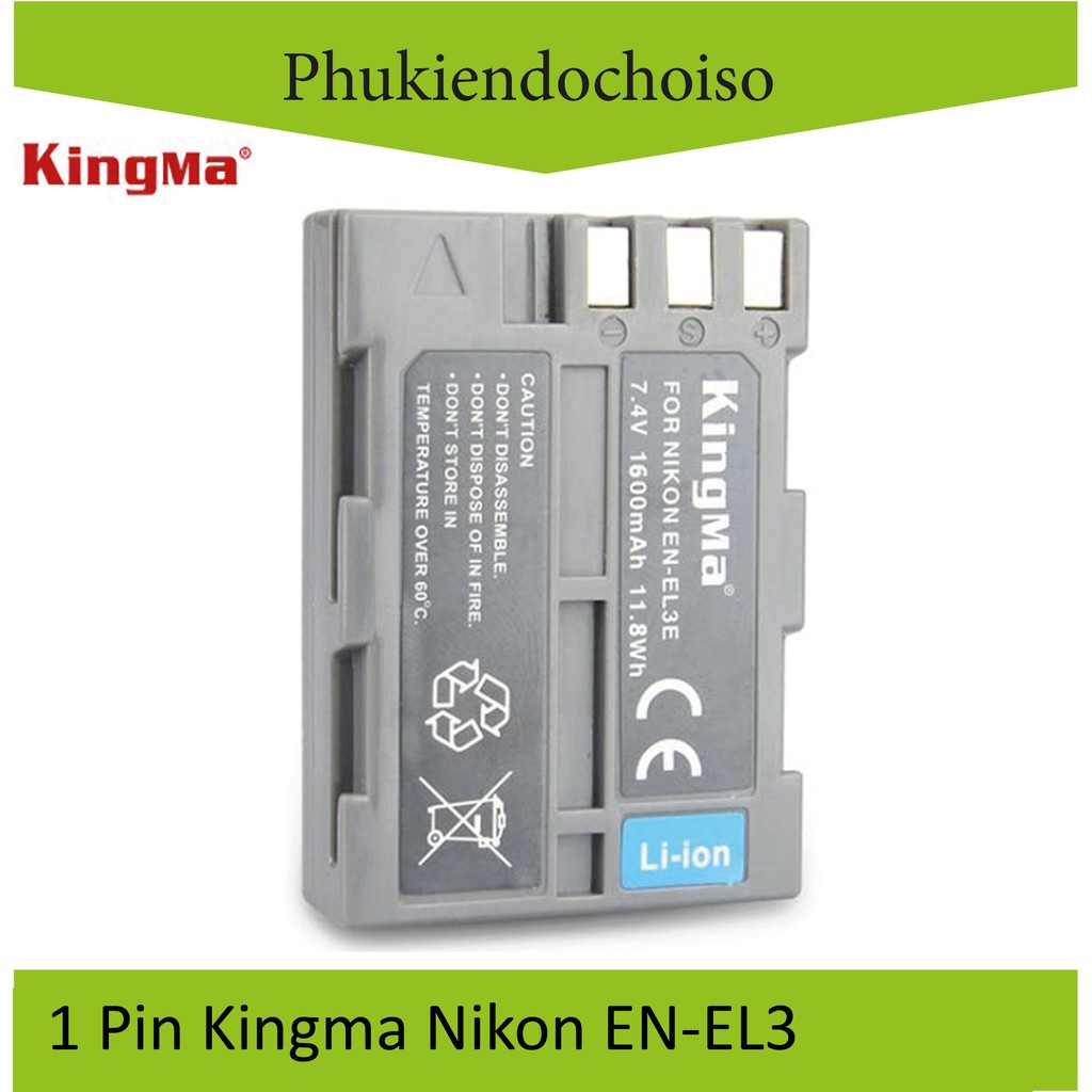 Bộ 2 pin 1 sạc Kingma cho Nikon EN-EL3E + Hộp đựng Pin, Thẻ nhớ