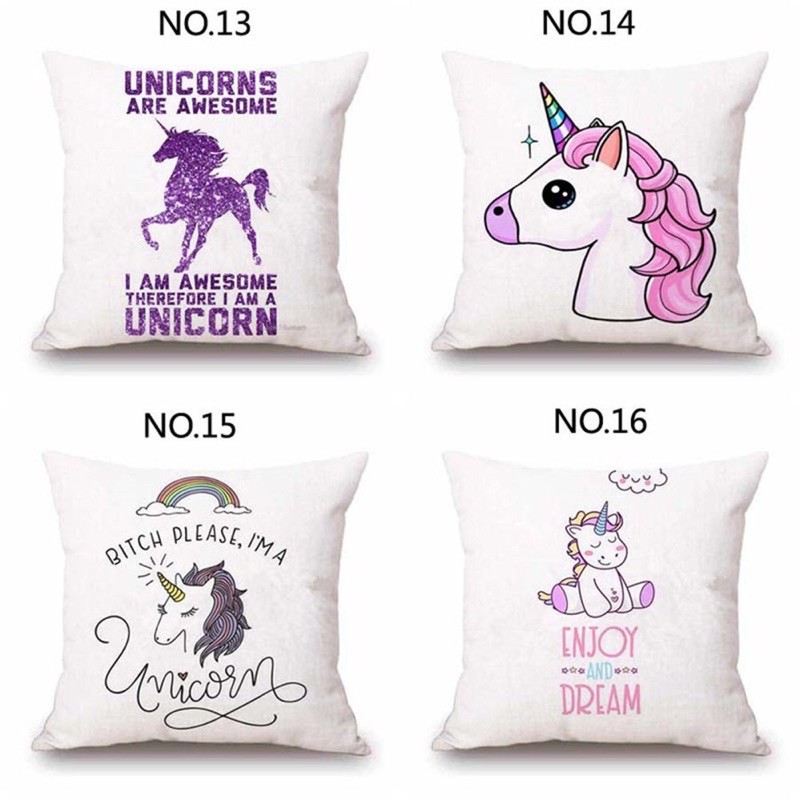 Gối vuông / gối sofa / gối tựa lưng phong cách unicorn (kèm ruột)