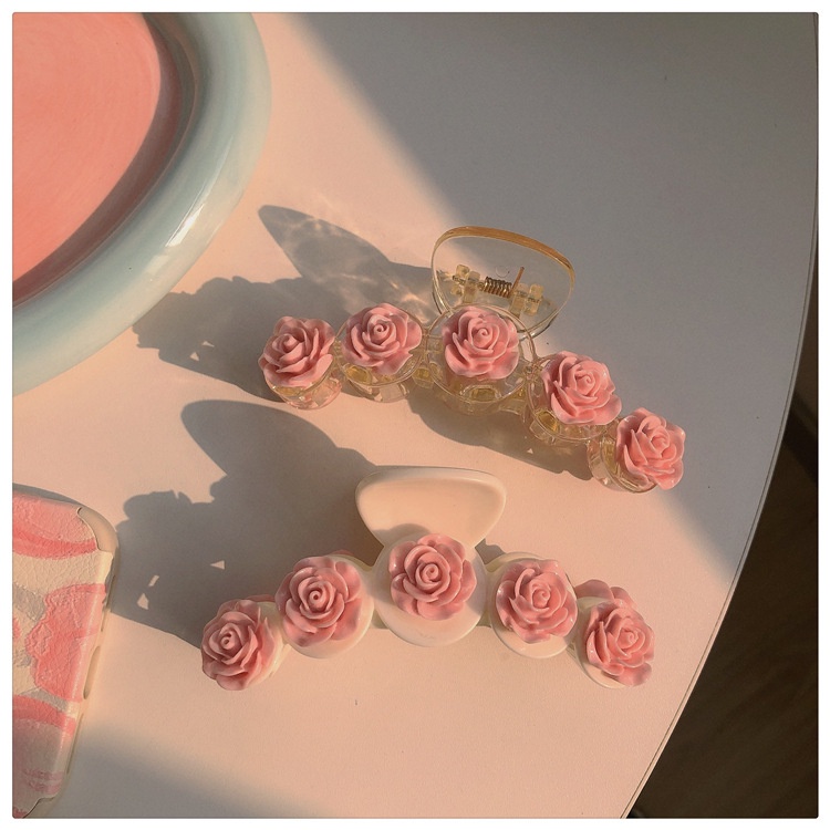 Kẹp Tóc Hoa Trà Màu Hồng Phong Cách Mới