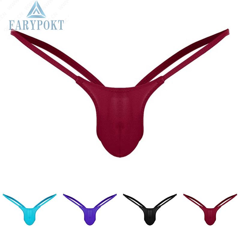 FATY~Men Underwear Solid T-back Thongs Breathable G-strings Knickers Underpants