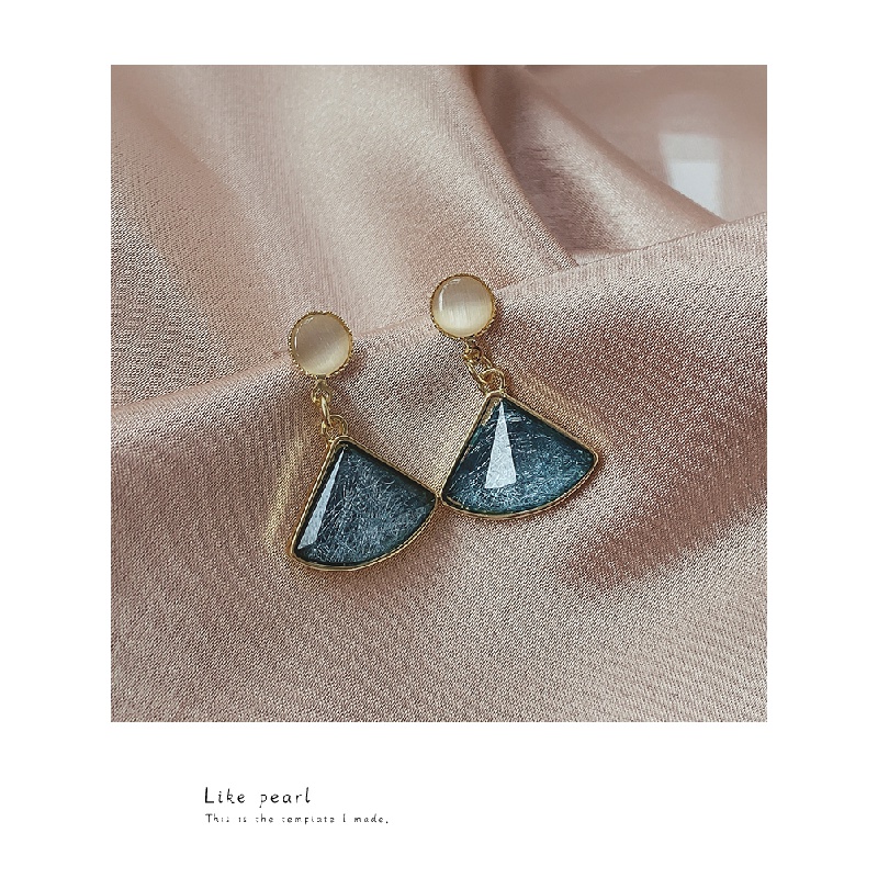 MOCHASHUVintage Xanh Dương Vỏ Sò Bông Tai Opal Cao Cấp Bông Tai Đinh 2023 Nữ Mới Phụ Kiện Thời Trang