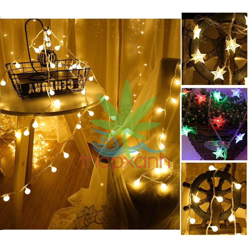 Đèn trang trí led nhấp nhánh hình sao, đèn trang trí led dây (10m)