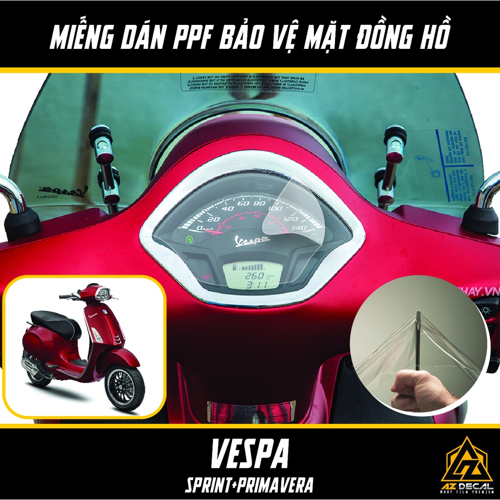 Miếng Dán PPF Bảo Vệ Mặt Đồng Hồ Xe Vespa Sprint &amp; Primavera | Film Decal Trong Suốt Dán Đồng Hồ Xe Máy Chống Nước