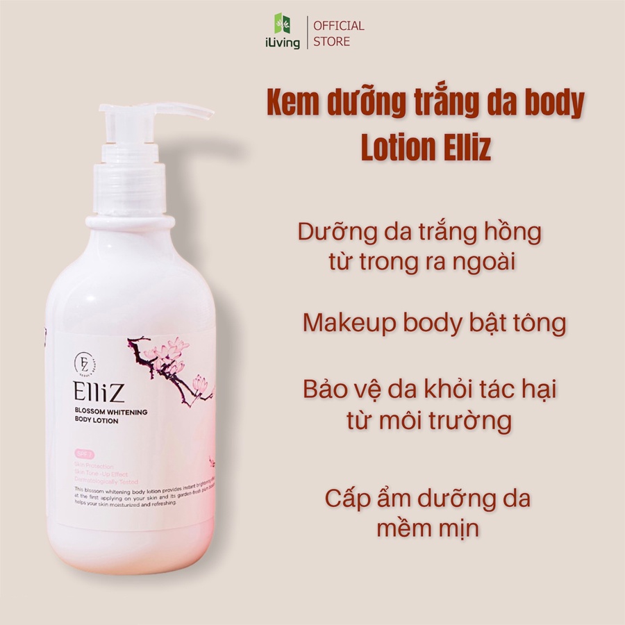 SỮA DƯỠNG THỂ TRẮNG DA Elliz Blossom Whitening Body Lotion 300ML CHUẨN HÀN