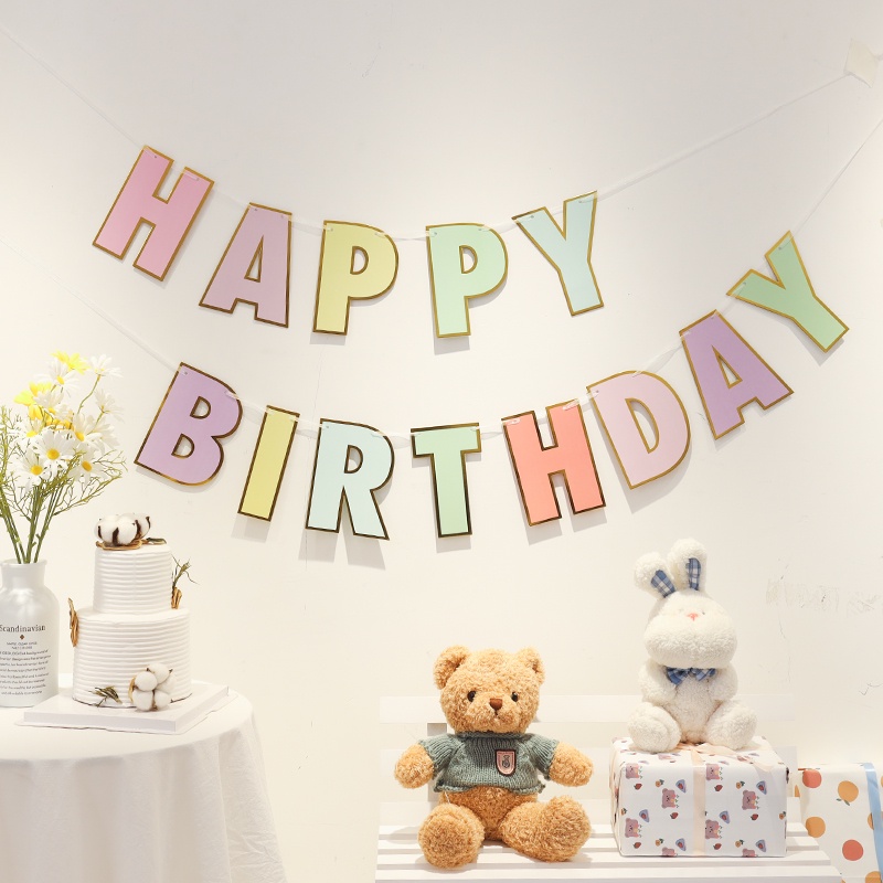 (MẪU MỚI  SIÊU YÊU )DÂY CỜ , DÂY BANER HAPPY BIRTHDAY ÁNH KIM 7 MÀU SIÊU XINH