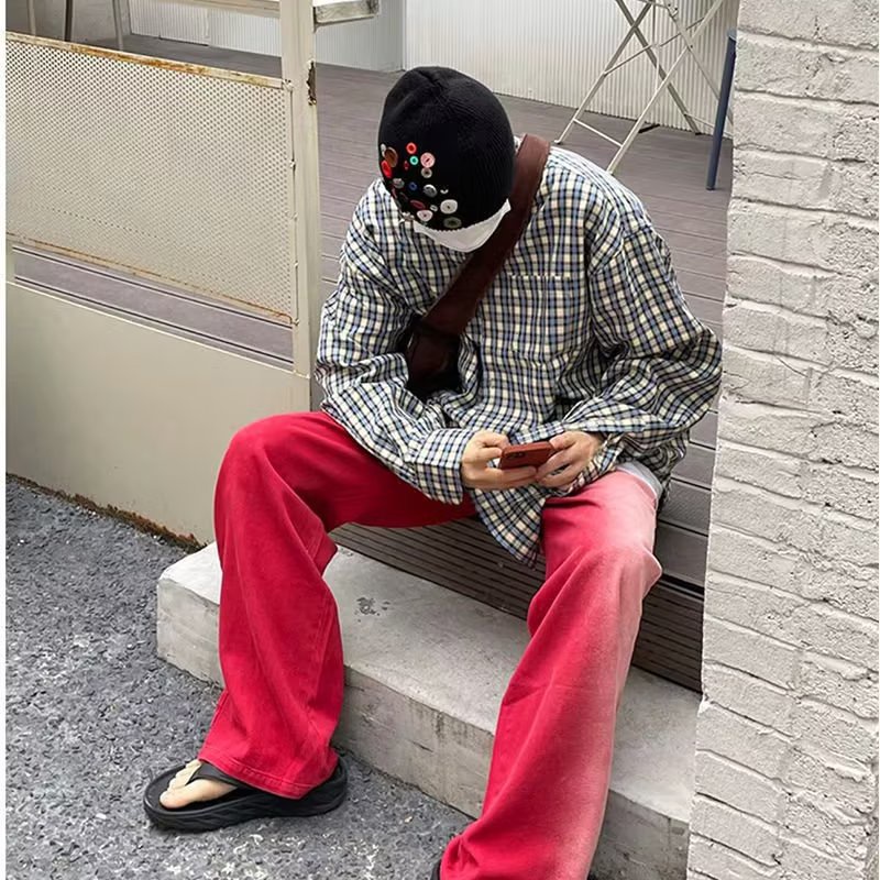 Quần Jean Hồng Ống Rộng Phong Cách Hip Hop Thời Trang Mùa Hè Kiểu Mới Cho Nam