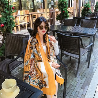 Khăn choàng cổ dài bằng lụa cotton lanh chống nắng đa năng phong cách dân tộc cho nữ