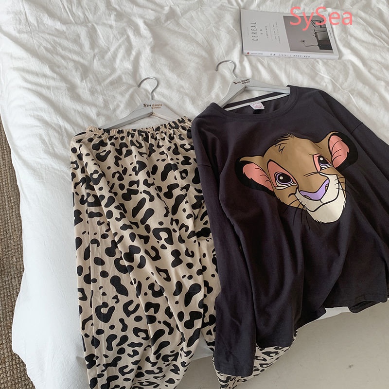 Bộ Đồ Ngủ Họa Tiết Da Báo Thời Trang Mùa Thu Cho Nữ