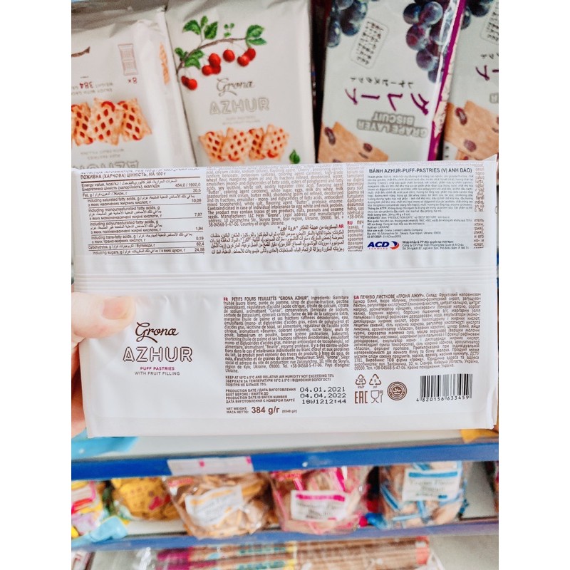BÁNH GRONA AZHUR HẠNH ĐÀO 384g