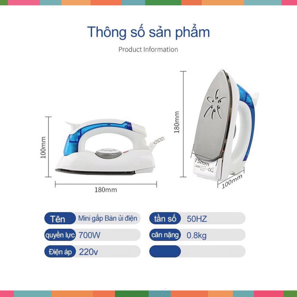 [Đồ Tiện ích] Bàn là ủi hơi nước HT258B gấp gọn mini cầm tay bàn ủi du lịch Iron siêu nhỏ. Hàng loại 1.