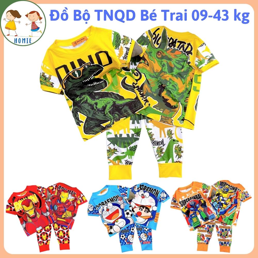 Set Đồ Bộ Cho Bé Trai 9-43 Kg Quần Dài Áo Cộc Tay Trẻ Em Vải Thun Lạnh 3D Hoạt Hình Hot Trend Bền Đẹp Homie Kids