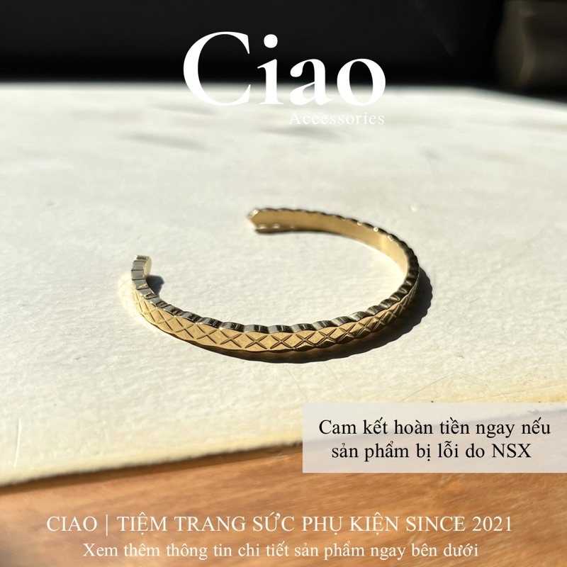 [HOẢ TỐC 1H] Vòng tay/ Lắc tay titan không gỉ thiết kế hoạ tiết đan chéo tinh tế trendy Laelie Ciao