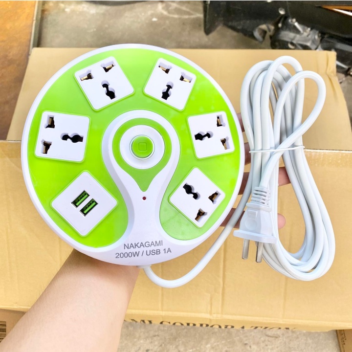 Ổ cắm điện đa năng, ổ cắm điện chân USB dạng tròn 220v 2000w