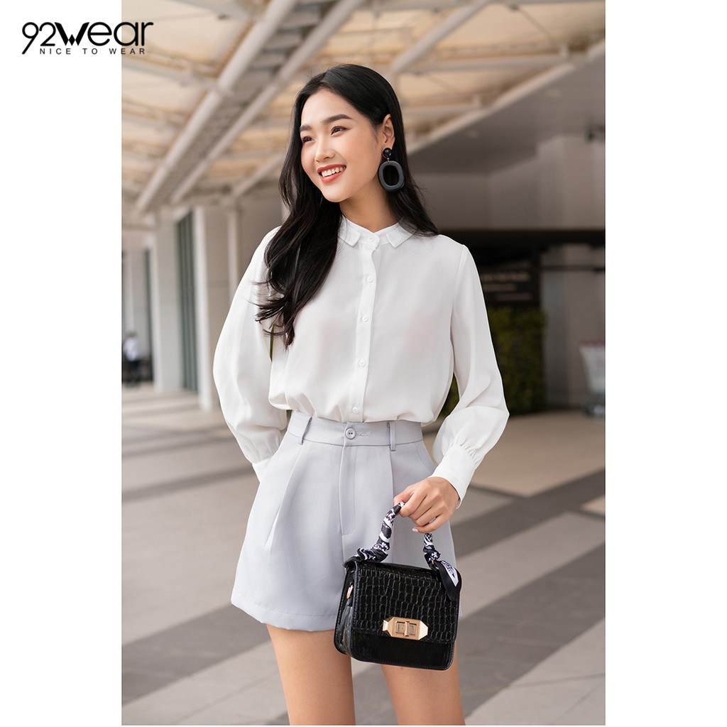 Áo Sơ mi nữ công sở 92WEAR đủ màu, đủ size, dài tay cổ trụ 2 lớp ASW1030 | BigBuy360 - bigbuy360.vn