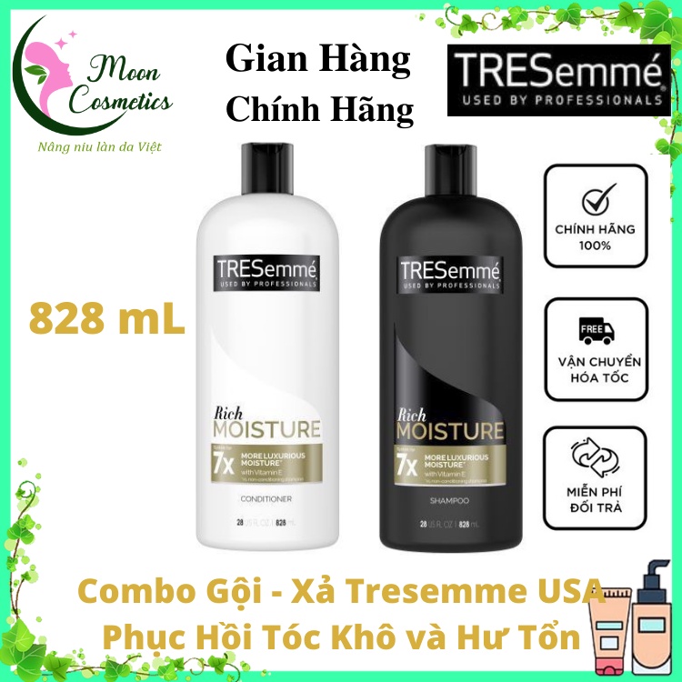 💎 Cặp Dầu Gội, Dầu Xả Dưỡng Tóc Tresemme USA - Chăm Sóc Tóc Đủ Loại - Chai 828 mL - Chai 1.15 L