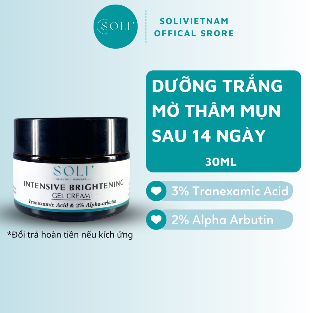 Kem dưỡng trắng sáng da, mờ thâm Soli Tranexamic Acid 3% + Alpha Arbutin 2% 30ml