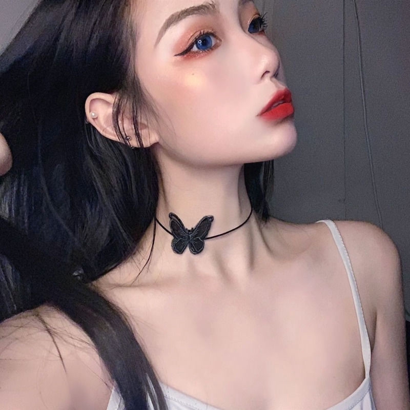 Vòng Cổ choker Ren Mặt Hình Bướm Đen Quyến Rũ