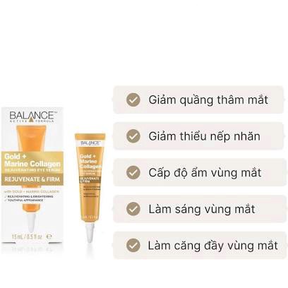 Combo Serum + Kem Mắt Trẻ Hóa Da Balance Active Formula Gold Collagen Rejuvenating 30ml + 15ml