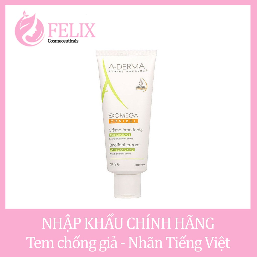 A-Derma Exomega Control Emollient Cream Anti-Scratching - Kem Dưỡng Giảm Ngay Kích Ứng Da 50ml