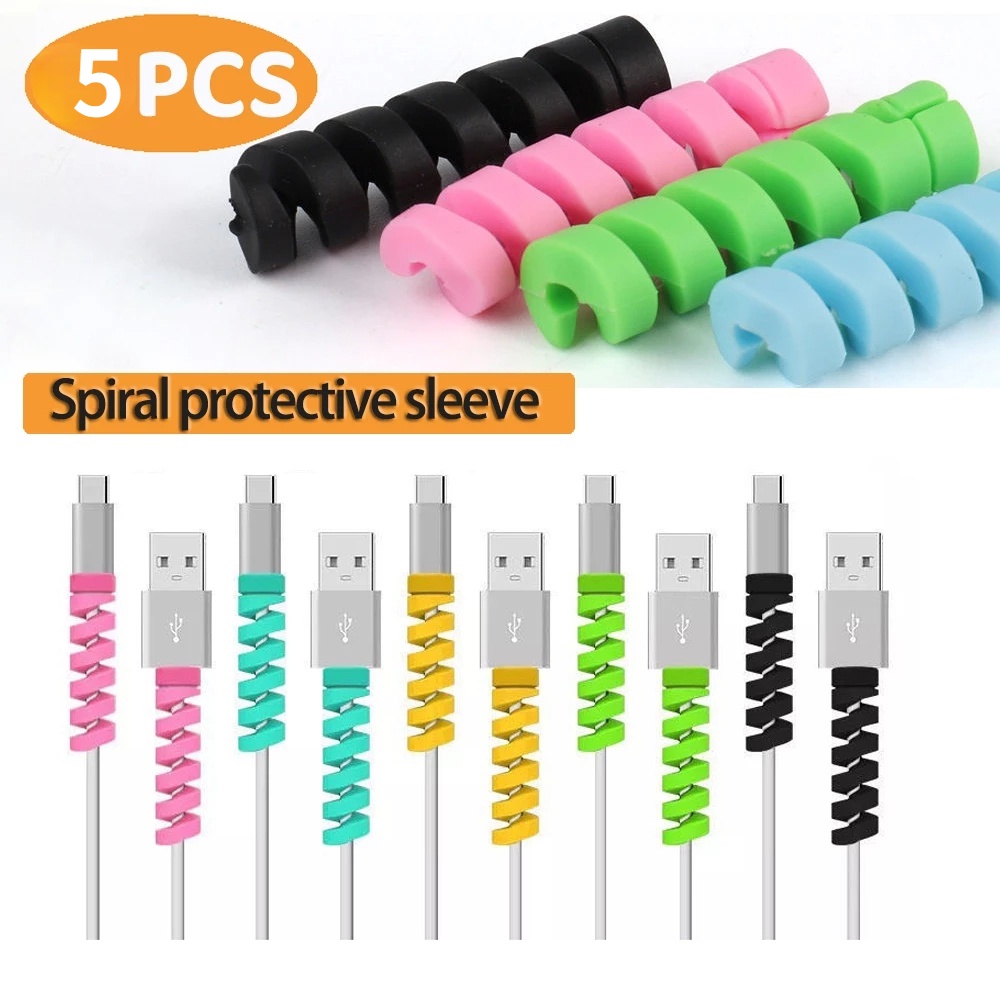 Set 5 phụ kiện bảo vệ dây cáp cao cấp màu sắc ngẫu nhiên