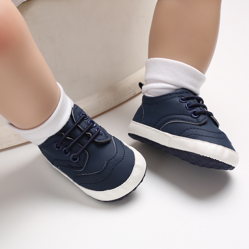 Đôi Giày Da PU Đế Cotton Chống Trượt Cho Bé Trai Sơ Sinh Tập Đi
