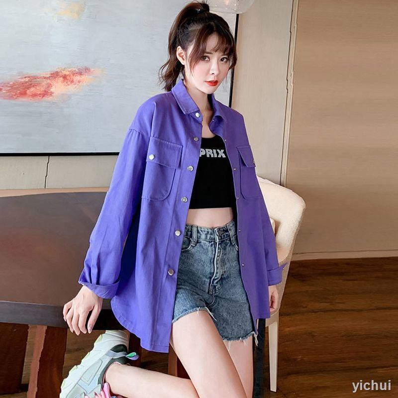 Áo Sơ Mi Denim Dáng Dài Form Rộng Thời Trang 2020 Cho Nữ Sinh