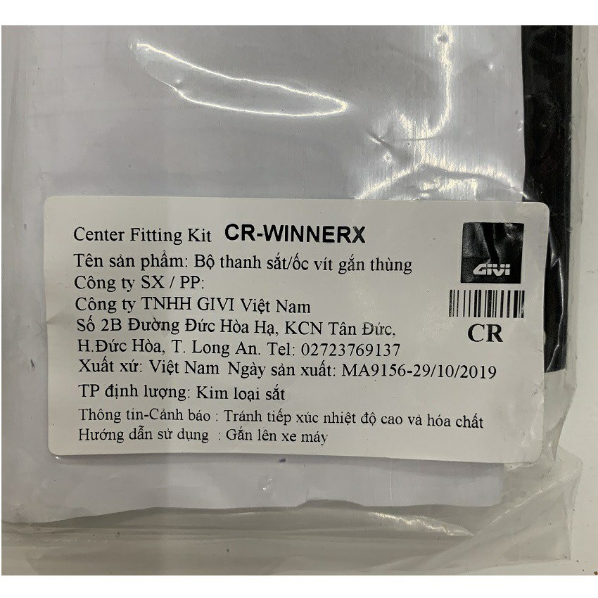 { CAO CẤP } Pát gắn thùng Givi Center Fitting Kit CR-WinnerX – Bộ thanh sắt ốc vít gắn thùng giữa cho xe WinnerX