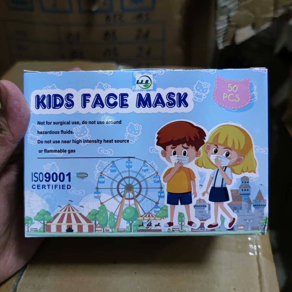 Khẩu trang trẻ em, hình dễ thương, quai đeo không đau tai,  khẩu trang Boniboni vàTrường Mạnh ( 50 chiếc )-  Soleil shop