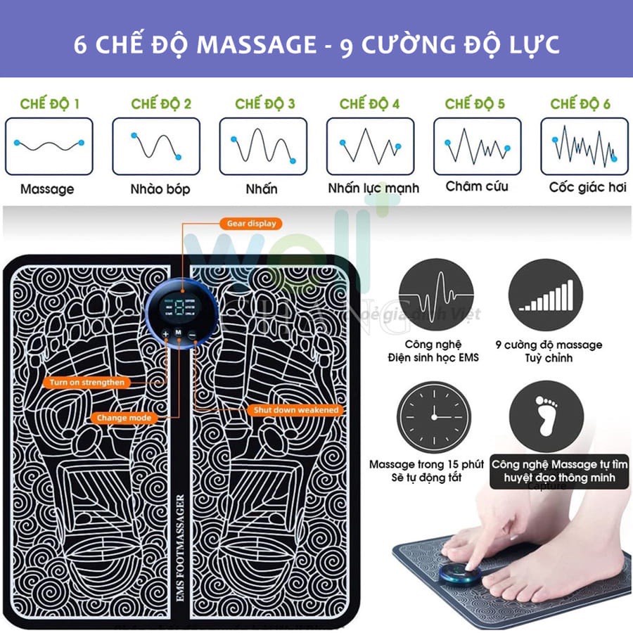 Thảm Massage Chân Trị Liệu Đau Mỏi Có Màn Hình Led Hiển Thị Giúp Lưu Thông Khí Huyết