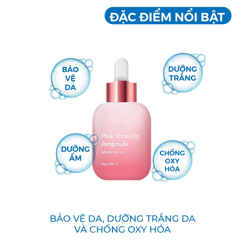 Serum trắng da -Tinh chất dưỡng trắng nâng tone chống nắng Pink Tone Up Ampoule SPF 35+ PA+++ Hàn Quốc 30ml