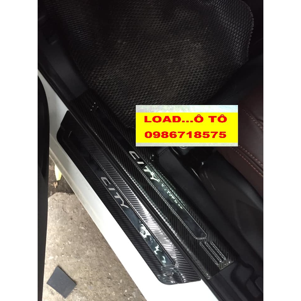 Ốp Bậc Cửa, Nẹp Bước Chân Xe Honda City 2022-2021 Vân Carbon Cao Cấp