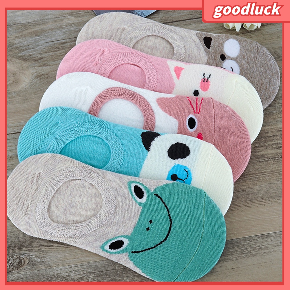 1 Đôi Tất Lười Cotton Cổ Thấp Vô Hình Dễ Thương Chống Trượt Cho Nữ