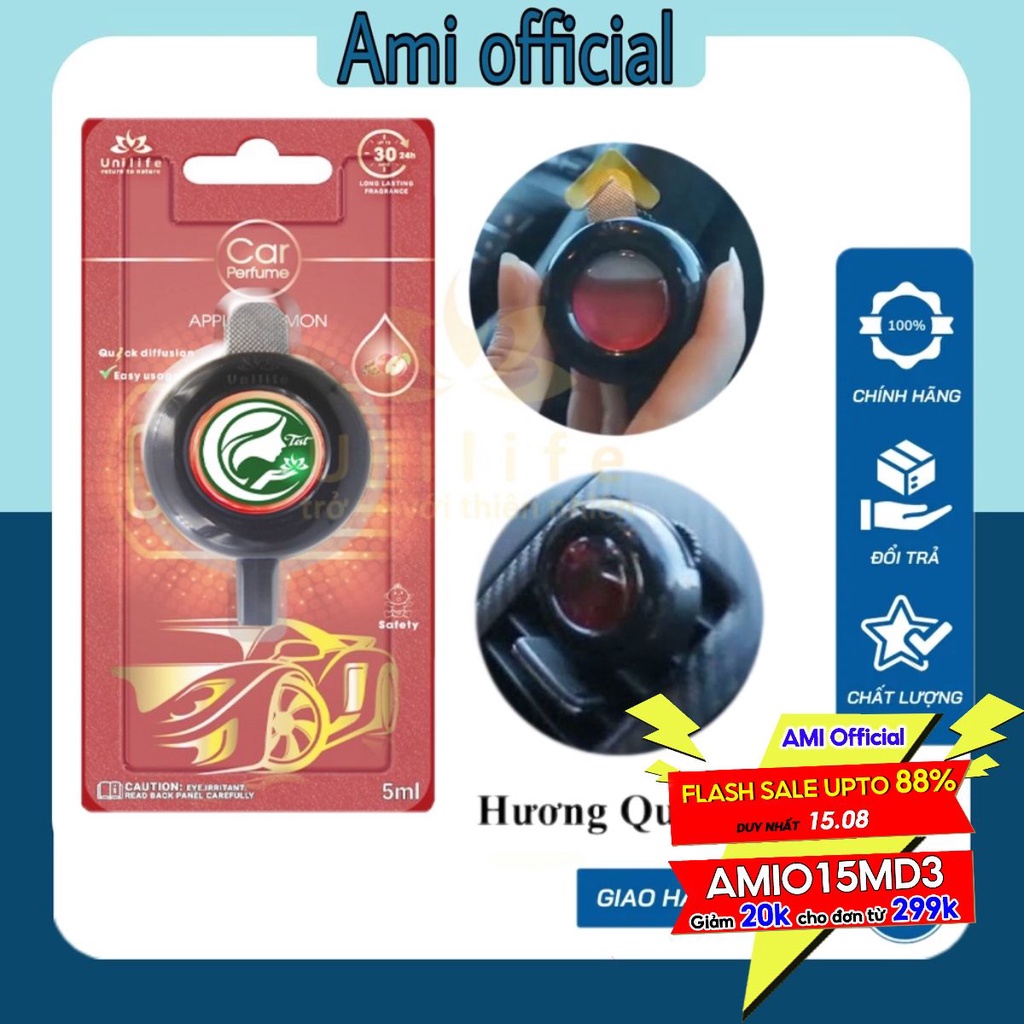 Tinh dầu nước hoa ô tô Unilife, nước hoa xe hơi hương Quế Táo độc dáo, khử mùi ô tô, lái xe luôn tự tin, dung tích 5ml
