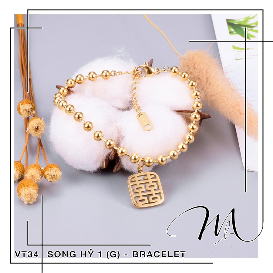 Lắc tay Titan bi cao cấp mặt chữ Song Hỷ may mắn - VT34