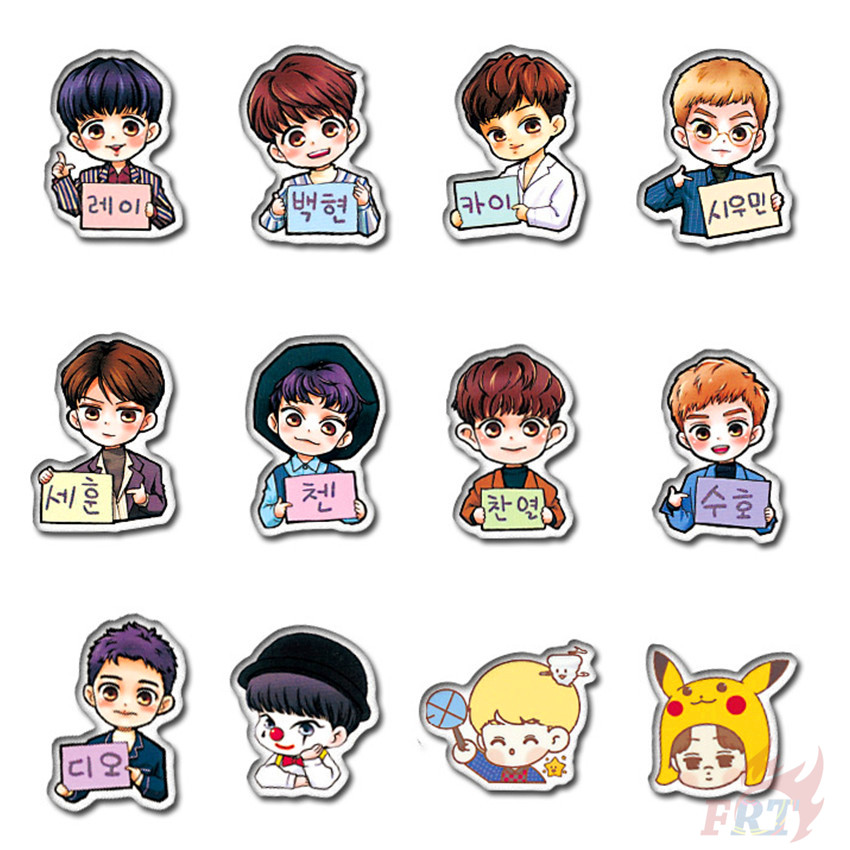 100Pcs/Set ❉ EXO Series 05 Q Character Stickers ❉ KPOP Superstar DIY Fashion Luggage Laptop Skateboard Decals Doodle Stickers