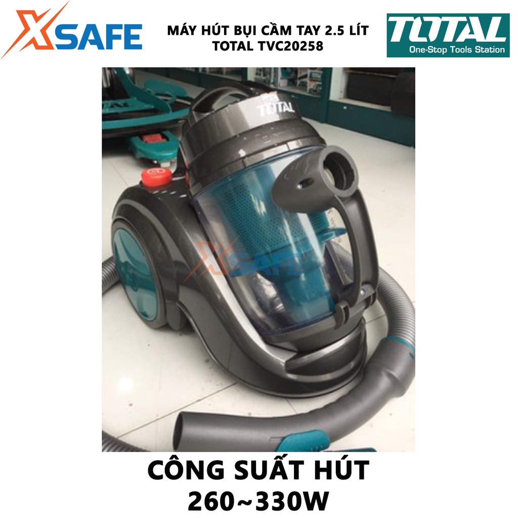 Máy hút bụi cầm tay Total TVC20258 Thiết bị hút bụi mini công suất 260~330W Dung tích:2.5L nhỏ gọn, bánh xe dễ di chuyển