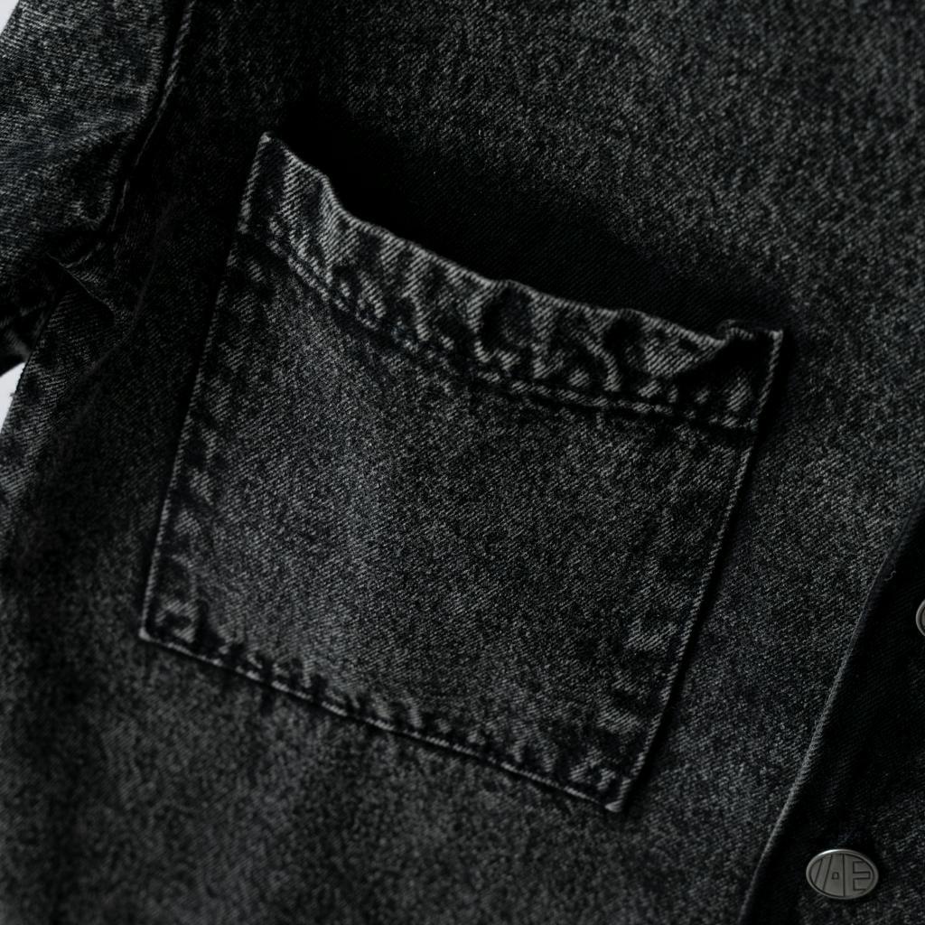 Áo sơ mi jeans tay ngắn lá cổ vest thương hiệu Aesir
