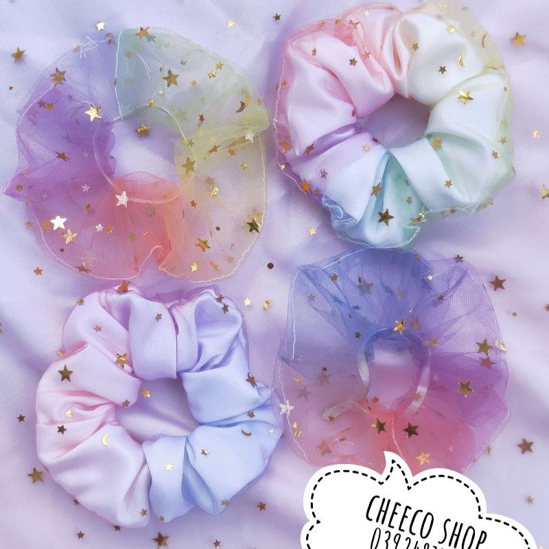 Dây buộc tóc Scrunchies galaxy